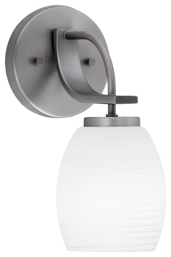 Cavella Wall Sconce, Graphite Finish, 5" White Linen Glass