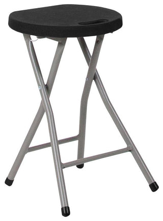 Micah 2 Pack Foldable Stool with Black Plastic Seat and Titanium Gray Frame