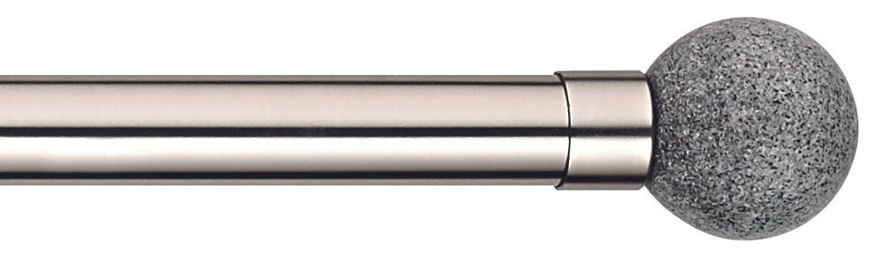 Linen Avenue Grey Stone Single Curtain Rod Set,48 to 86-Inch,Polished Nickel