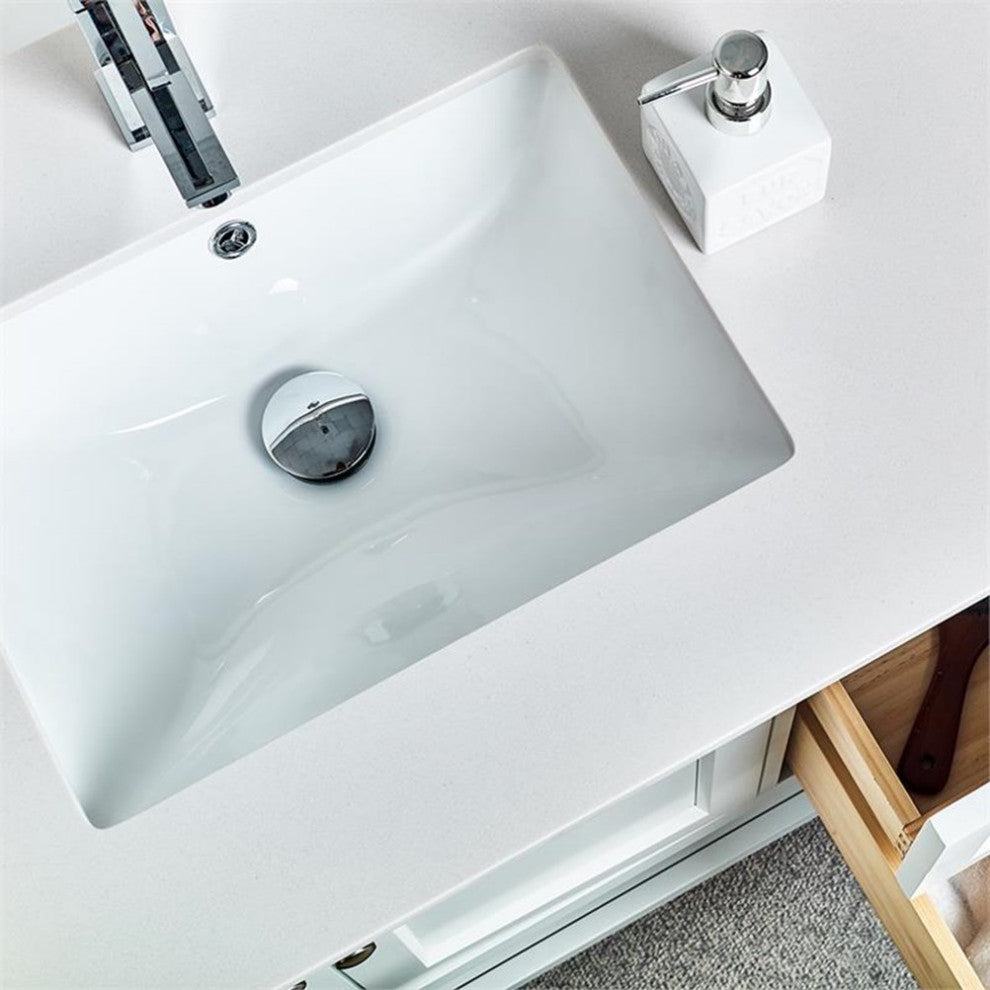 Fresca Manchester 48" Traditional Wood Bathroom Cabinet with Top/Sink in White