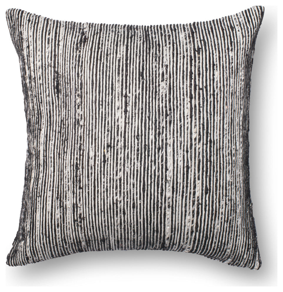 Recycled Sari Silk With Texture Throw Pillow, Black / Multi, 22"x22", Polyester/