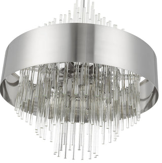 14 Light Brushed Nickel Large Pendant Chandelier