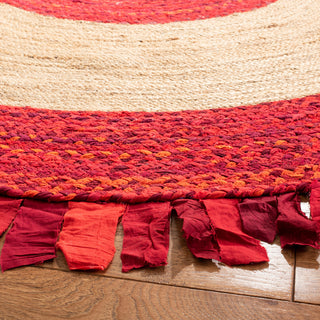 Safavieh Cape Cod Collection CAP701 Rug, Red/Natural, 5' Round