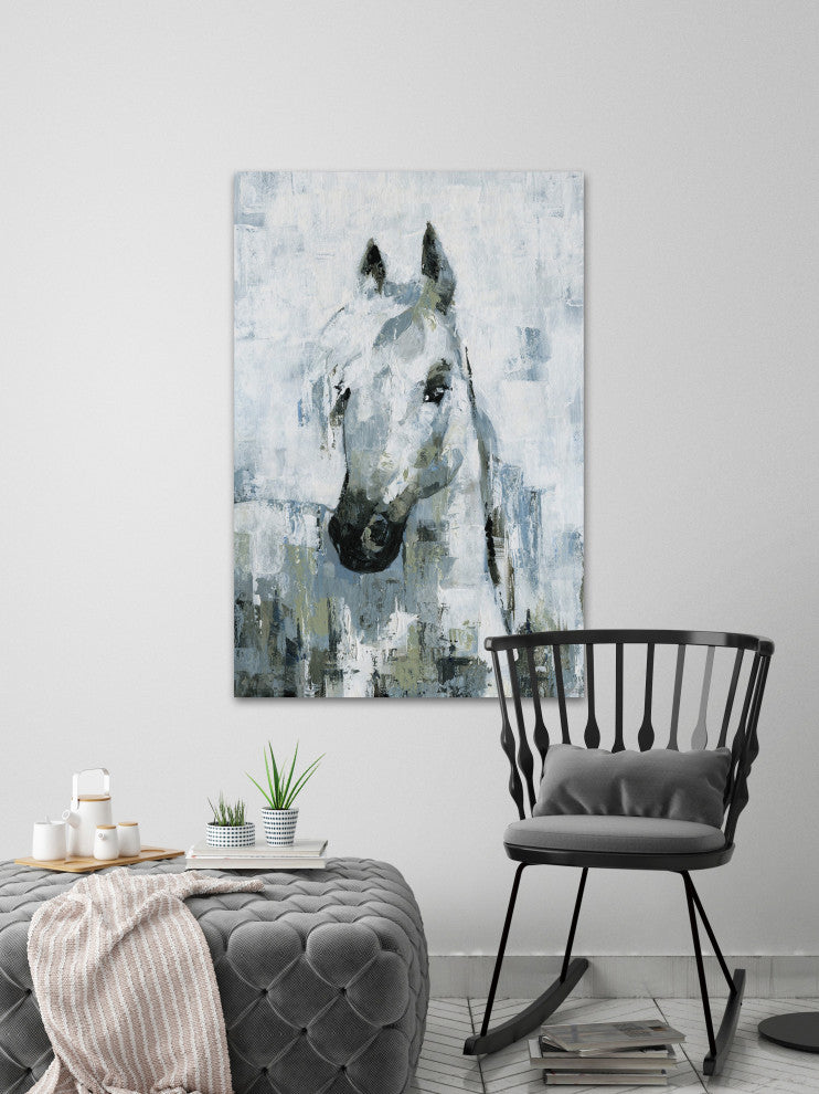 "Magical White Horse" Painting Print on Wrapped Canvas, 20"x30"
