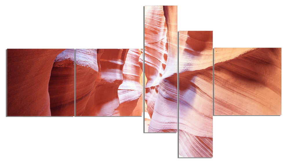 Panoramic View Antelope Canyon, Landscape Photo Canvas Print, 60"x32", 5 panels