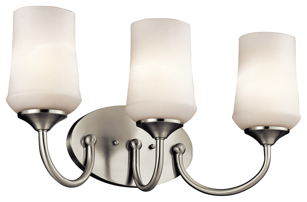 Transitional Aubrey Wall Mt Bath 3 Arm, Brushed Nickel