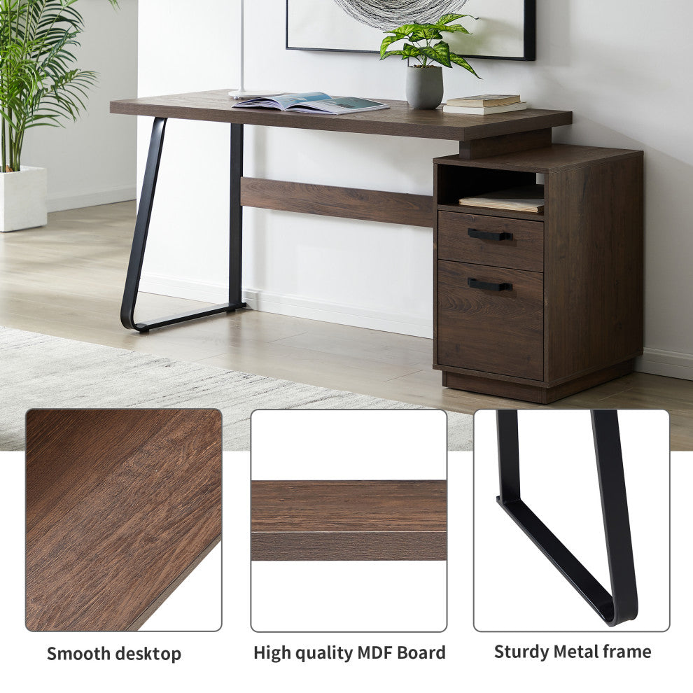 TATEUS Home Office Computer Desk Brown Writing Study Table