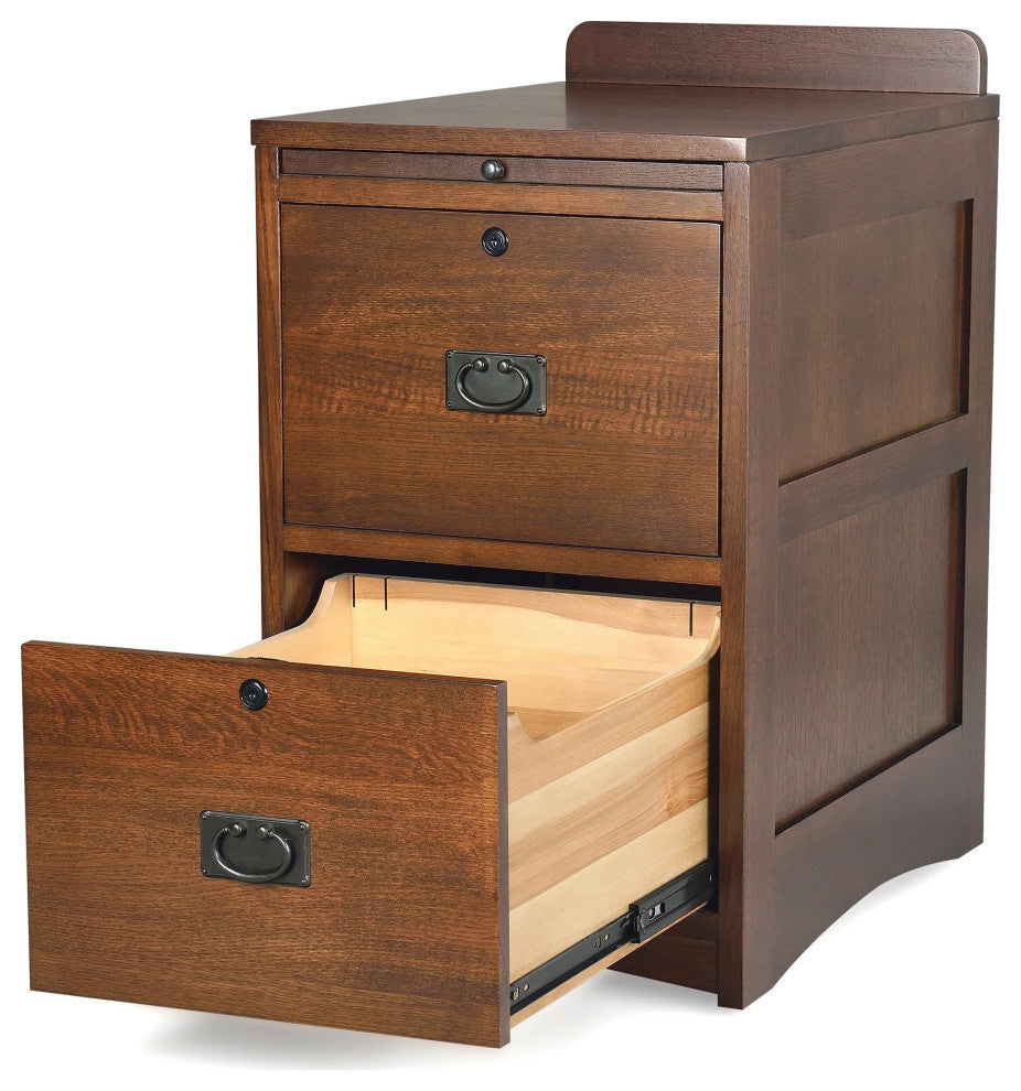 Mission Oak 2 Drawer File Cabinet w/ Writing Tray - Walnut