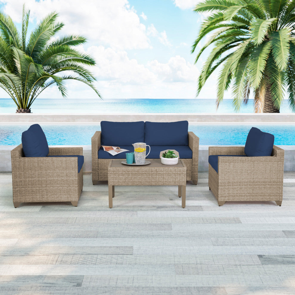 Maui 5-Piece Outdoor Conversation Set With Coffee Table and 2 Club Chairs