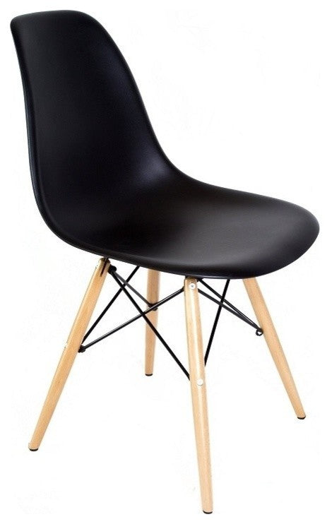 Set of 2 DSW Black Mid Century Modern Plastic Dining Shell Chair