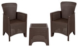 Chocolate Faux Rattan Plastic Chair Set with Matching Side Table