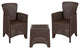 Chocolate Faux Rattan Plastic Chair Set with Matching Side Table