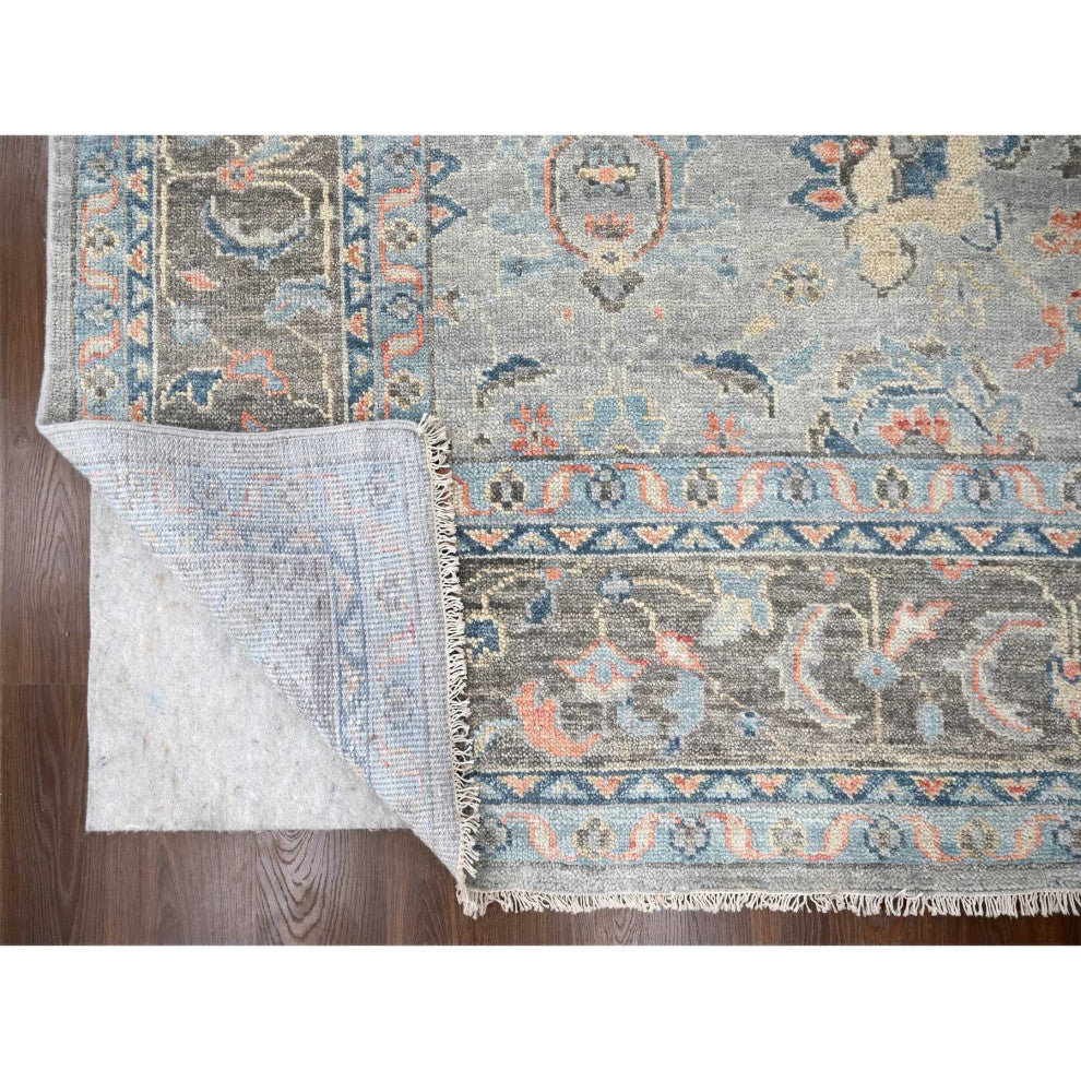 Harbor Gray Hand Knotted Supple Oushak Wool Oversized Rug, 12'x17'9"