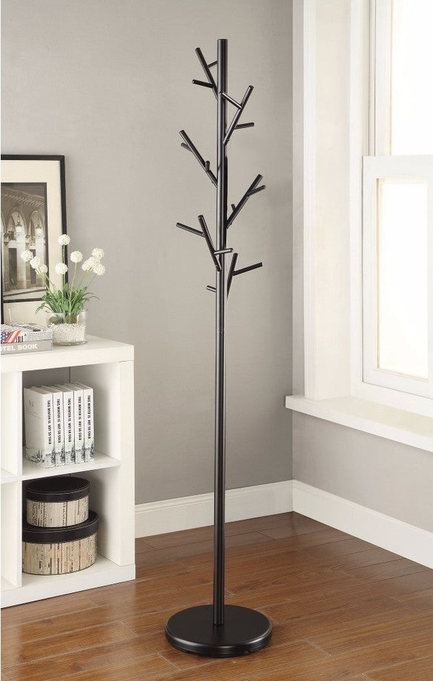 Shiny Twig Style Metal Coat Rack, Black