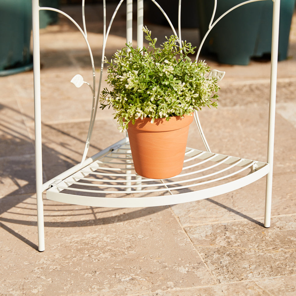 52"H 4-Tiered Metal Corner Shelf Plant Stand, White