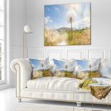 Blooming Dandelion Under Bright Sky Floral Throw Pillow, 16"x16"