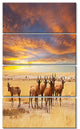 Herd of Antelope in Etosha Park, African Landscape Canvas Art, 28"x48", 4 Panels