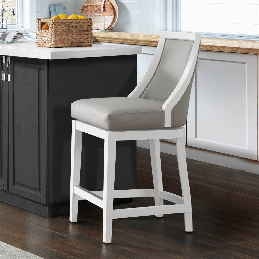 Ellie Bar Stool With Back, White, Counter Height