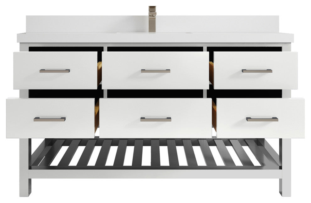 Parker 60 Single Bathroom Vanity White 2" White Quartz