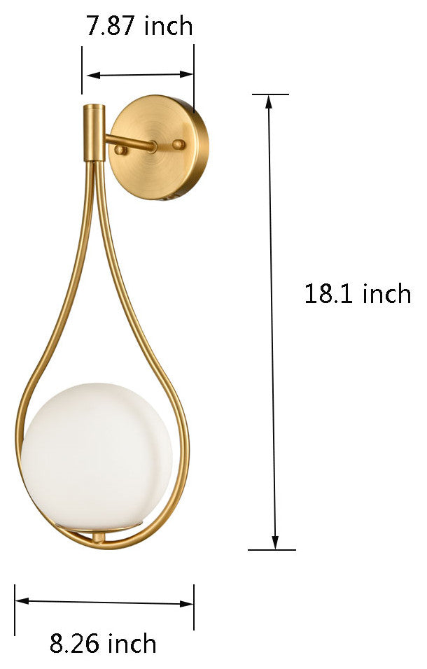 Modern Globe Wall Sconce Bath Vanity Wall Light Fixture Brass Finish, 2-Pack