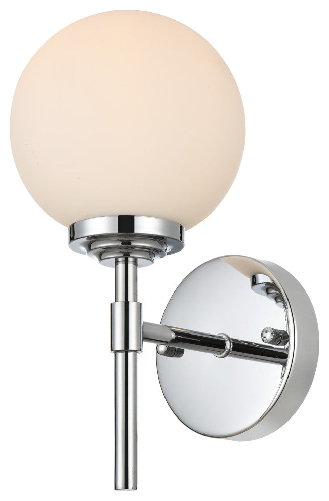 1 Light Chrome And Frosted White Bath Sconce