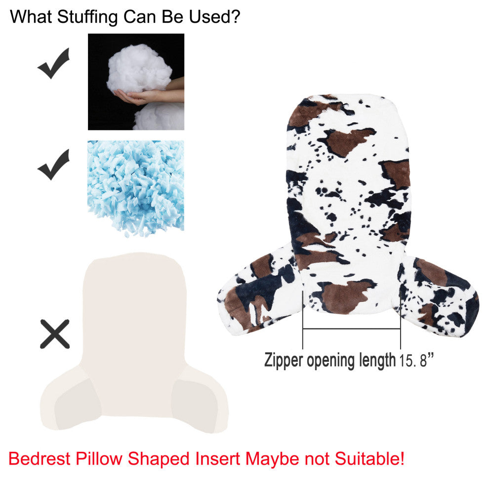 Home Soft Things Animal Pattern FauxFur Bedrest Shell, NO INSERT, Cows Flowers, 28" X 30" X17"