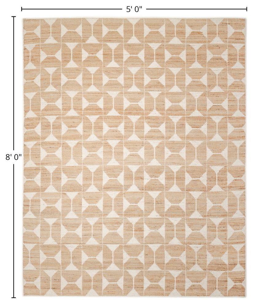 Elle Handmade Area Rug Ivory, 5' 0" X 8' 0"