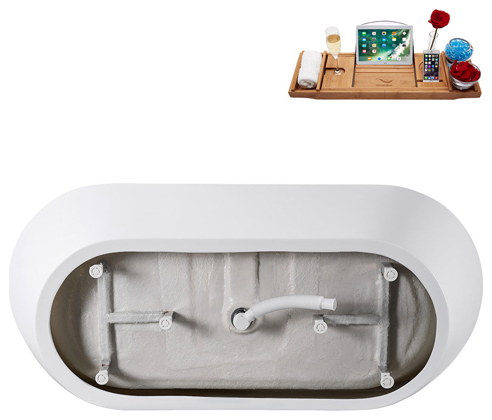 67" Streamline G-51-226-CH Freestanding Bathtub, Tray, Drain, Polished Chrome