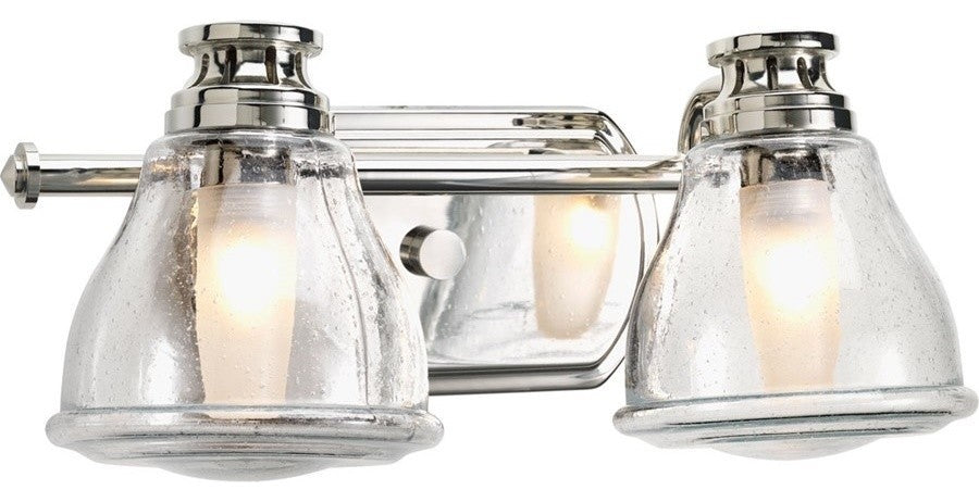 Academy 2-Light Bath Vanity Polished Chrome Clear Etched Glass
