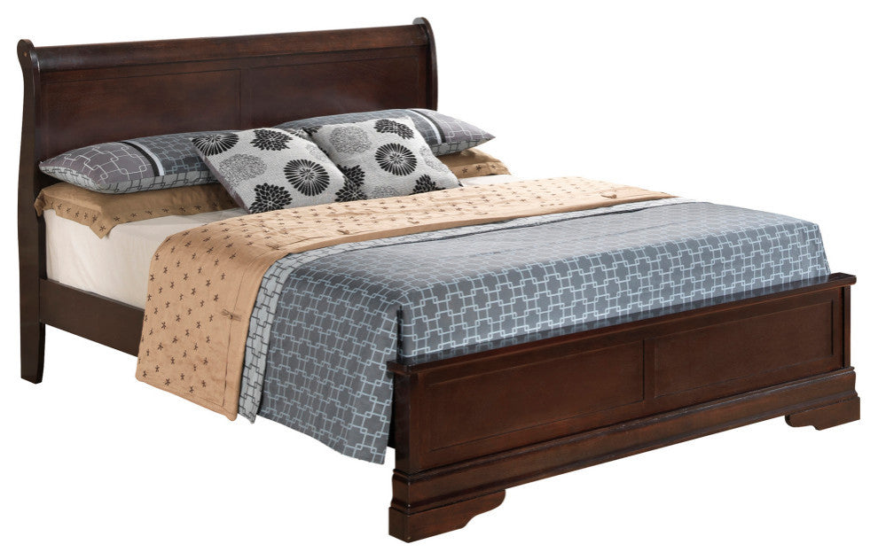 Louis Philippe Cappuccino King Wood Panel Bed