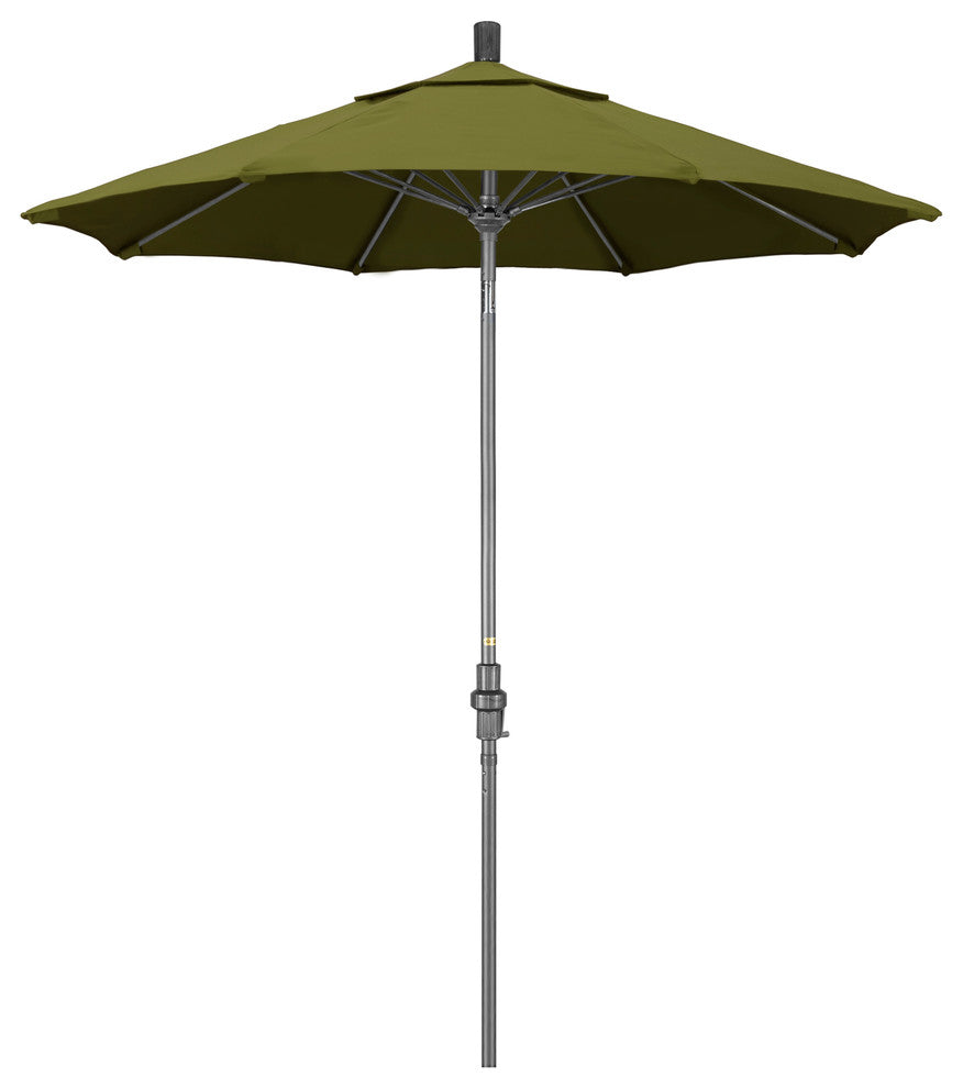 7.5' Grey Collar Tilt Lift Fiberglass Rib Aluminum Umbrella, Pacifica, Palm