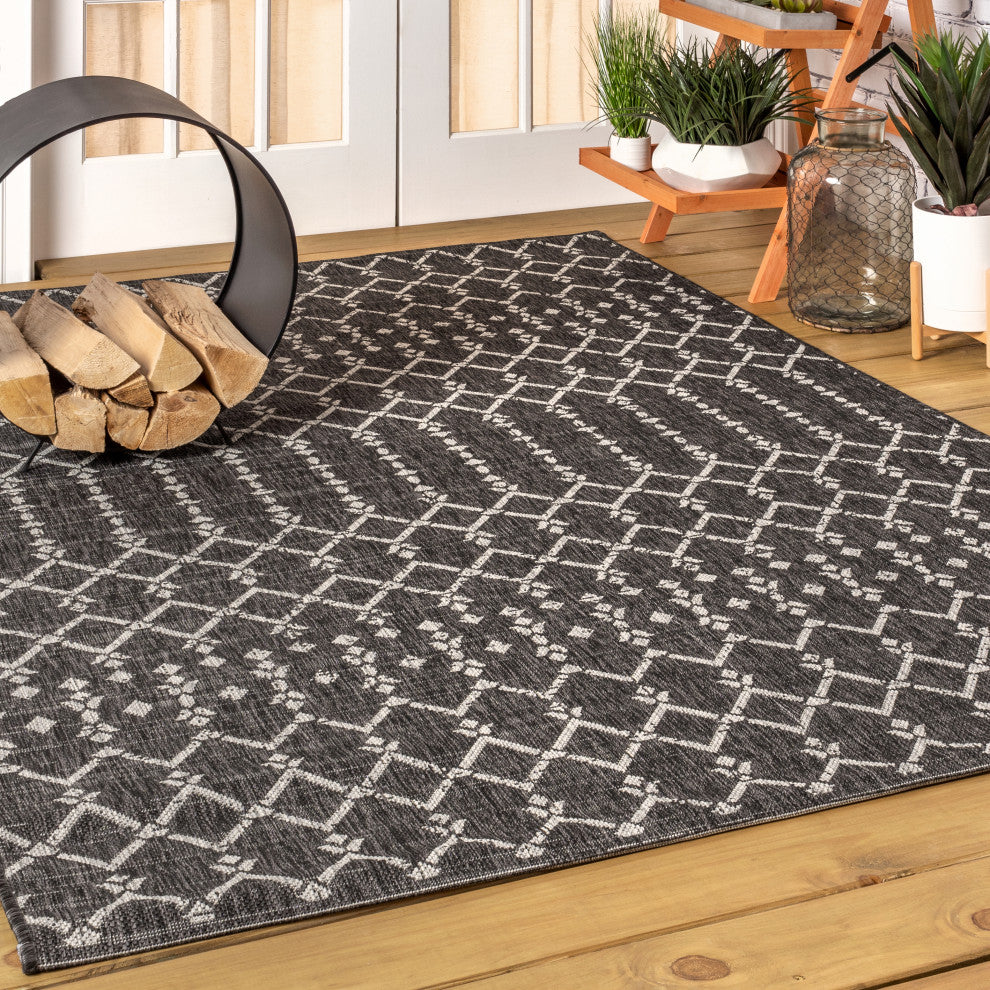 Ourika Moroccan Geometric Textured Weave Indoor/Outdoor Area Rug
