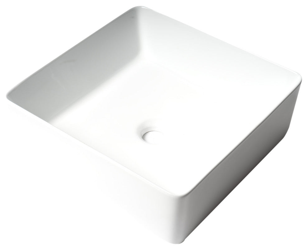 ALFI brand ABC903-W White 16" Modern Square Above Mount Ceramic Sink