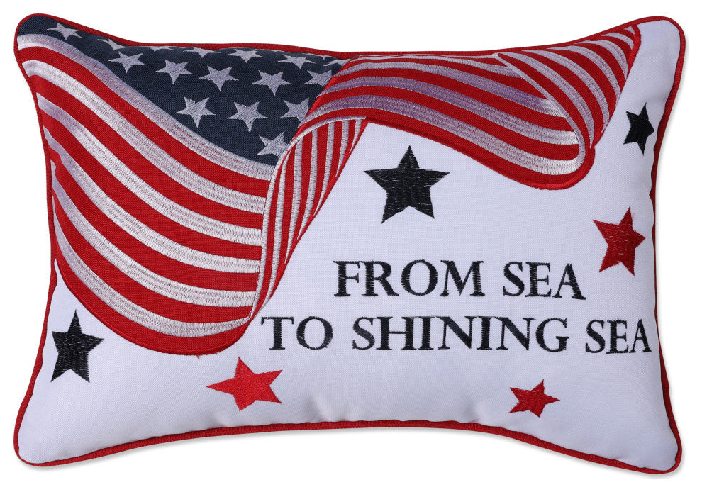 Indoor From Sea To Shining Sea Red Rectangular Throw Pillow