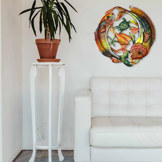 Fish Jumping Handpainted Recycled Metal  Wall Art