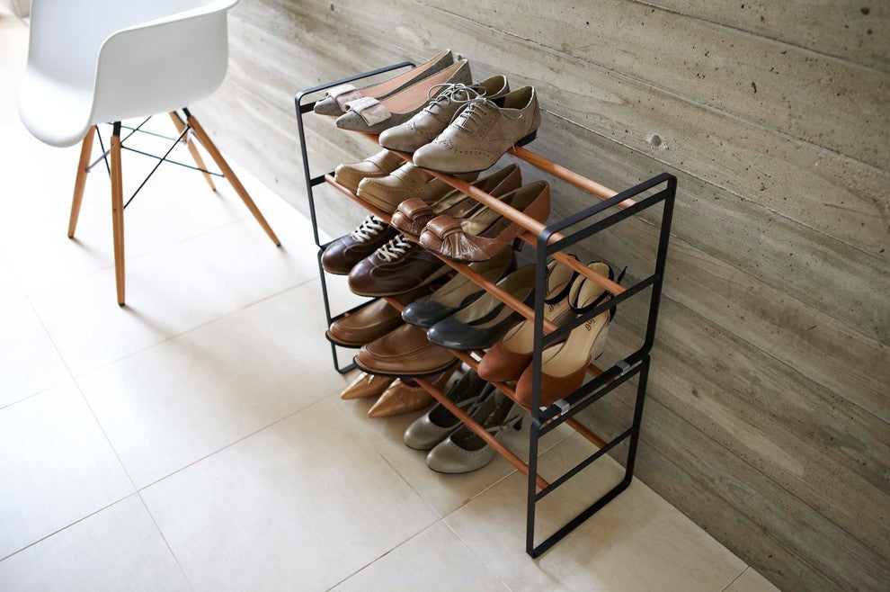 Plain Low-Profile Shoe Rack, Black