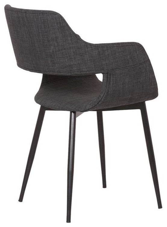 Ariana Mid-Century Open Back Dining Accent Chair, Charcoal