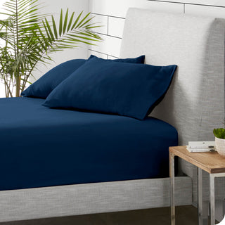 Bare Home Fleece Fitted Bottom Sheet, Dark Blue, King