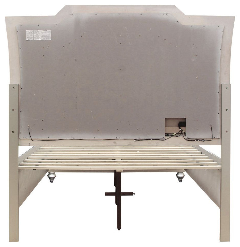 ACME Kaitlyn Eastern King Bed, PU and Champagne