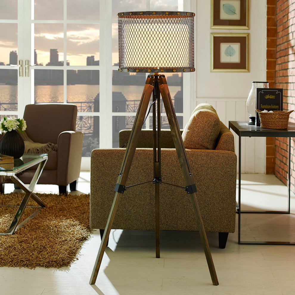 Modern Urban Contemporary Floor Lamp, Silver Steel