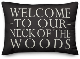 Welcome on Black 14x20 Indoor/Outdoor Pillow
