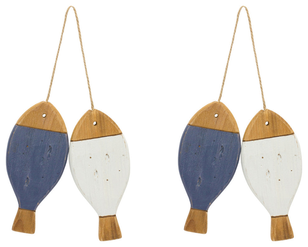 Fir Wood Fish Ornament, 2-Piece Set