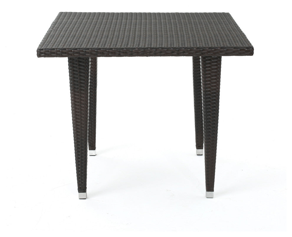 GDF Studio 5-Piece Tomley Outdoor Multi-Brown Wicker 35" Square Dining Set