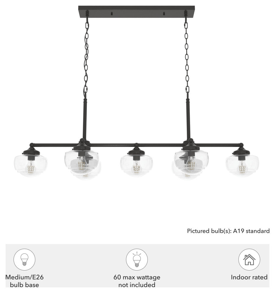 Saddle Creek Noble Bronze, Clear Glass 7-Light Linear Chandelier