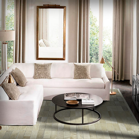 Cowhide Patchwork Rug, Daedalus, Alabaster, 5' X 8'