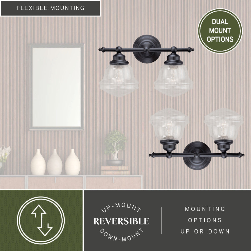 Huntley 2-Light Vanity Clear Glass Oil Rubbed Bronze