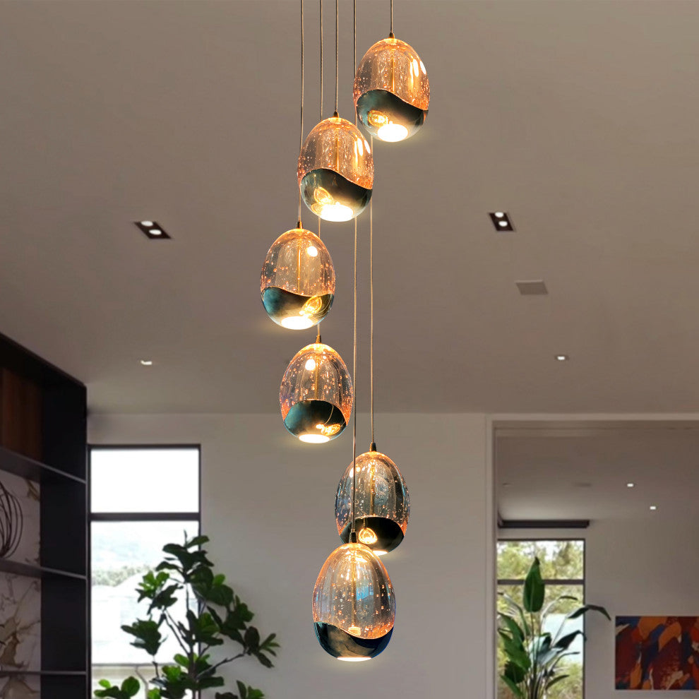Venezia 7-Light ETL Certified Integrated LED Chandelier Lighting Fixture, Gold