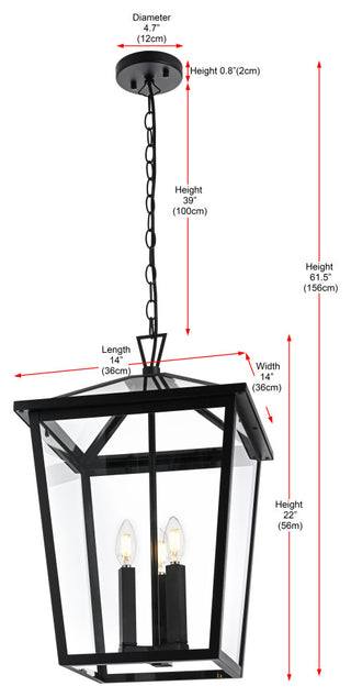 Home Living 14" Outdoor Pendant, Black