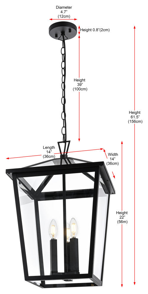 Home Living 14" Outdoor Pendant, Black