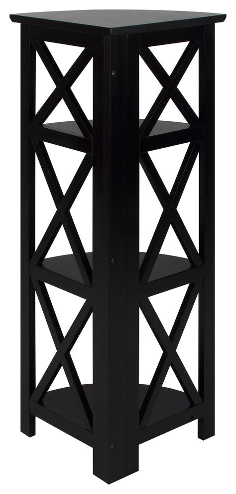 Montego 3-Shelf Corner Folding Bookcase With Mantel Top, Black